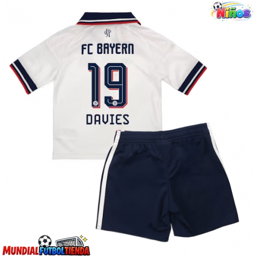 Camiseta Bayern Munich Alphonso Davies #19 Segunda Equipación Replica 2026-27 para niños mangas cortas (+ Pantalones cortos)